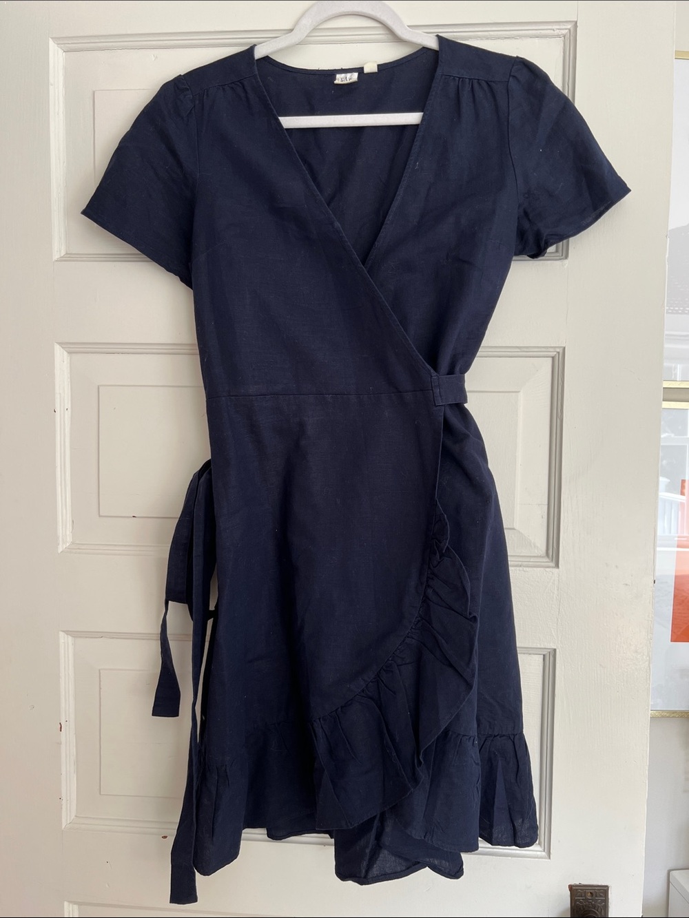 GAP Navy Wrap Mini Dress with Ruffle Hem